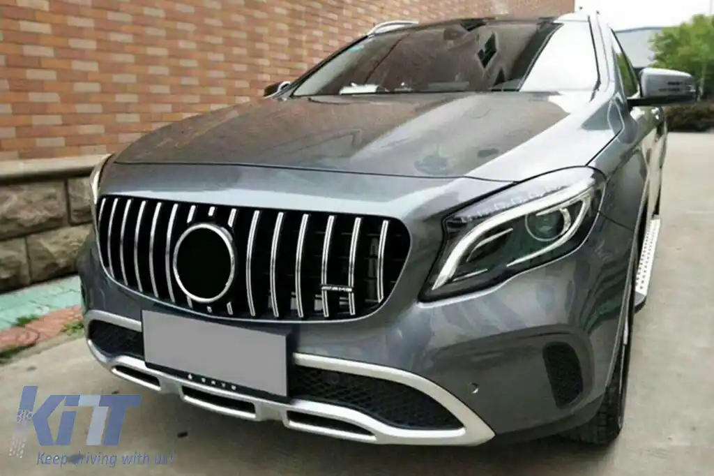 Grilă tip GT crom/neagră potrivită pentru Mercedes GLA X156 2017-2019-image-6146065