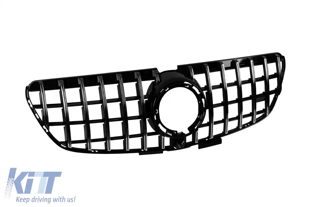 Grilă tip GT crom/neagră potrivită pentru Mercedes V-Class W447 2020-2023 pentru modelul cu bara de protecție frontală standard-image-6146155