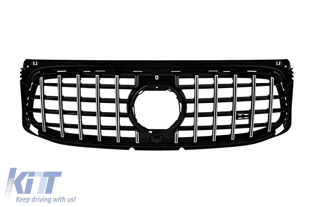 Grilă tip GT crom/neagră potrivită pentru Mercedes GLB X247 2020-2023 pentru bara de protecție A Design-image-6146387