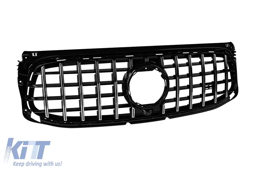 Grilă tip GT crom/neagră potrivită pentru Mercedes GLB X247 2020-2023 pentru bara de protecție A Design-image-6146388
