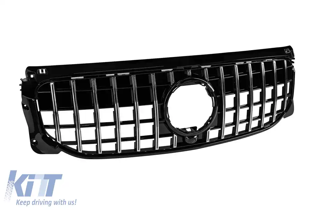 Grilă tip GT crom/neagră, potrivită pentru Mercedes GLB X257 2020-2023, pentru bara de protecție standard-image-6146392