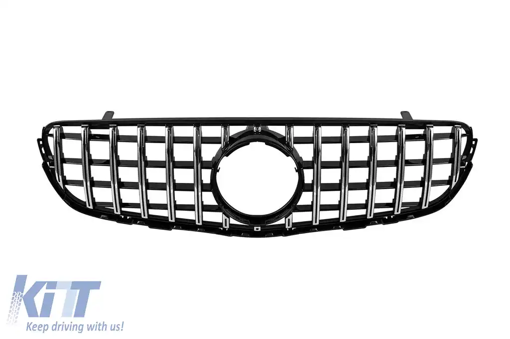 image-43-Grilă tip GT crom/neagră potrivită pentru Mercedes GLC SUV X253, GLC Coupe C253 2015-2019 fără deschidere pentru cameră