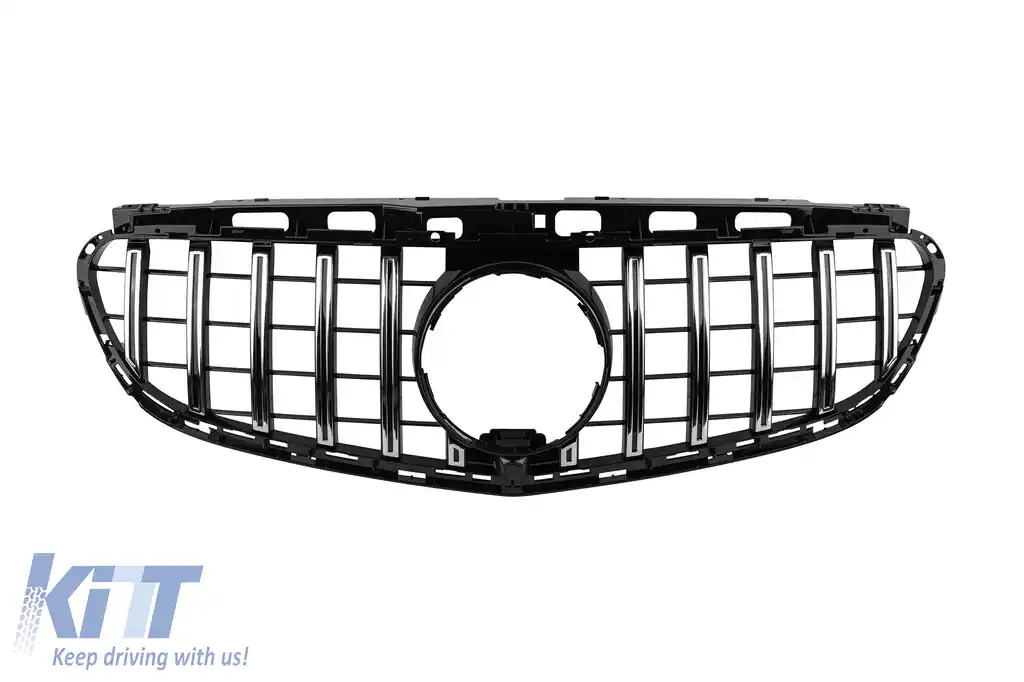 Grilă tip GT crom/neagră potrivită pentru Mercedes E-Class W212 sedan, S212 break 2014-2016