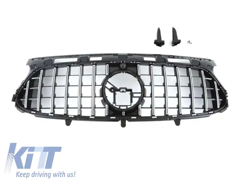 image-36-Grilă tip GT crom/neagră potrivită pentru Mercedes GLA H247 2020-2024 cu bara de protecție A Design