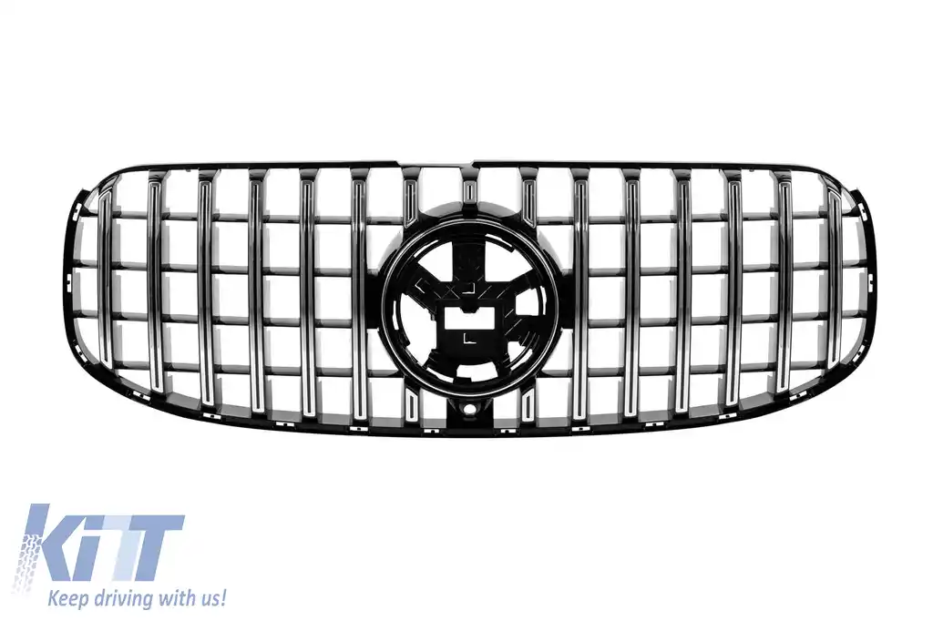 Grilă tip GT crom/negru potrivită pentru Mercedes GLS X167 2020-2023 pentru bara de protecție frontală design 63 A