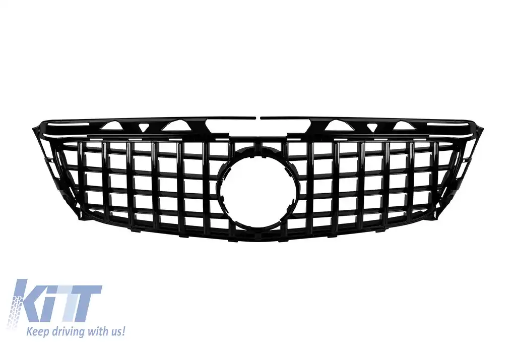 Grilă tip GT cu lac negru, potrivită pentru Mercedes CLS C218 2011-2014, fără deschidere pentru cameră