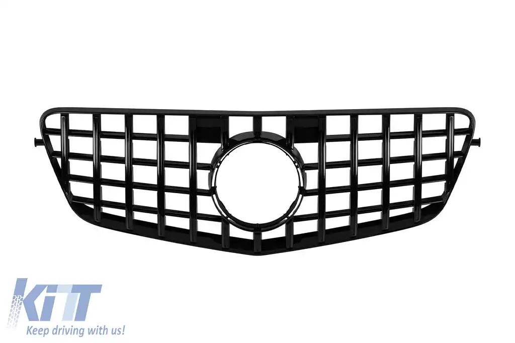 image-39-Grilă tip GT vopsită în negru, potrivită pentru Mercedes E-Class W212 2009-2013, fără deschidere pentru cameră