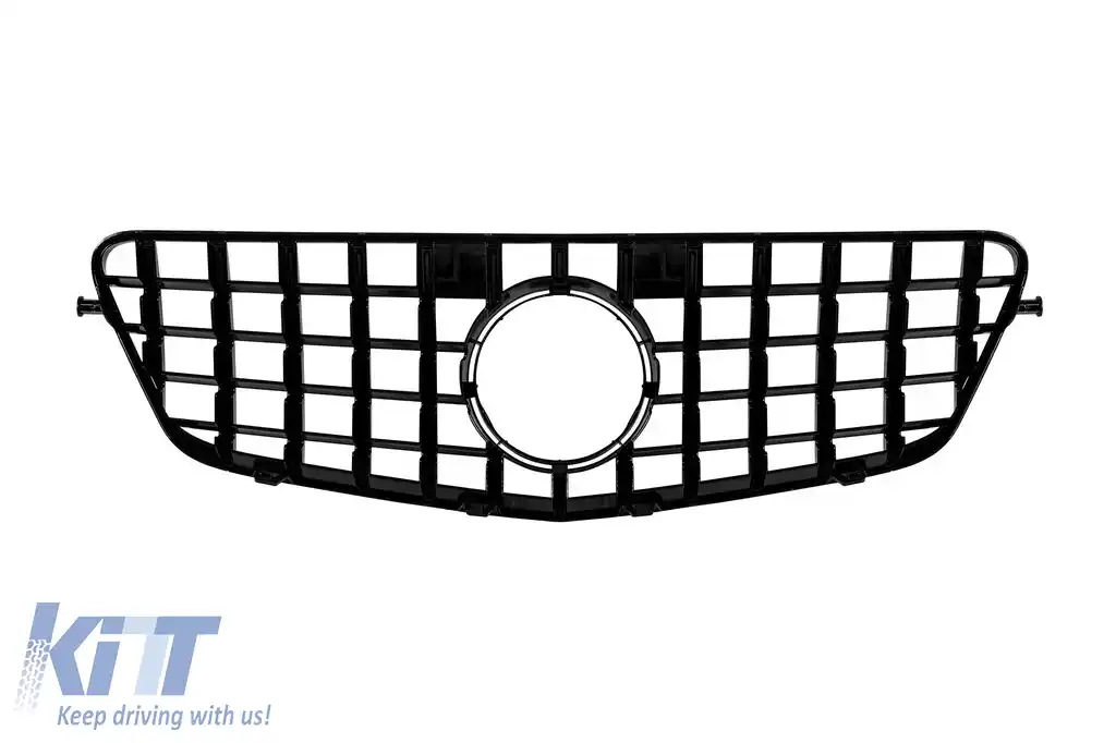 Grilă tip GT vopsită în negru, potrivită pentru Mercedes E-Class W212 2009-2013, fără deschidere pentru cameră-image-6145964
