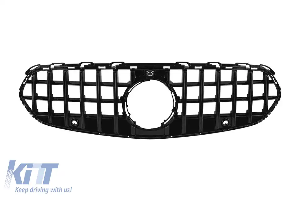 Grilă tip GT vopsită în negru, potrivită pentru Mercedes C-Class W206 sedan, S206 break după 2021 pentru bara standard sau Avantgarde