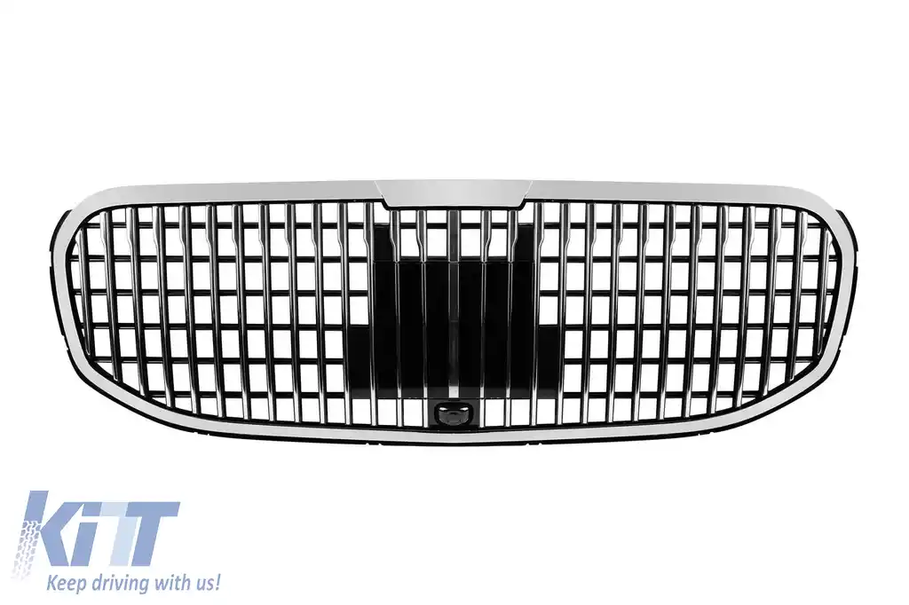 Grilă tip Maybach crom/neagră potrivită pentru Mercedes GLS X167 după 2021 pentru modelul cu Distronic
