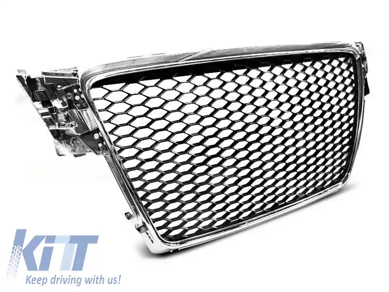 Grilă tip RS crom/neagră potrivită pentru Audi A4 B8 sedan, break 2008-2011
