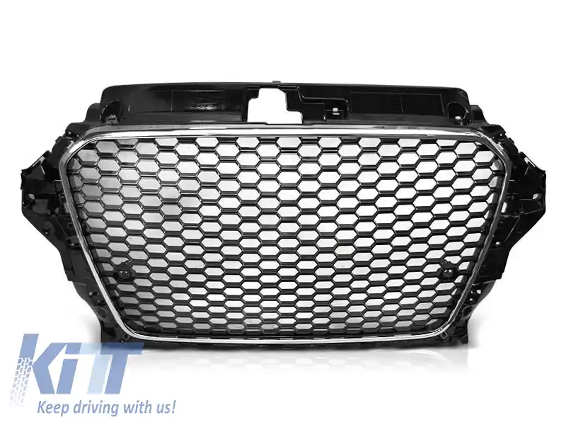 image-49-Grilă tip RS crom/neagră potrivită pentru Audi A3 2012-2016