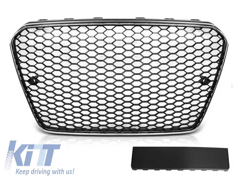 Grilă tip RS crom/neagră potrivită pentru Audi A5 2011-2016 pentru bumper standard sau S-line