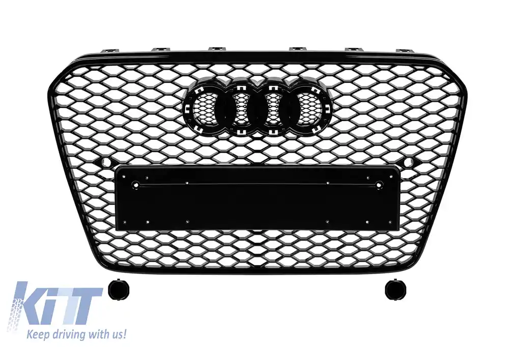 image-45-Grilă tip RS5 crom/neagră, potrivită pentru Audi A5 Sportback, coupe, cabrio 2012-2016 pentru modelele echipate cu bara frontală standard sau S-line
