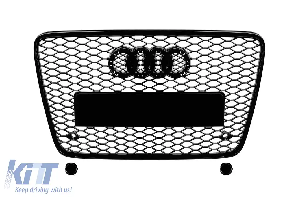 Grilă tip RSQ7 cu lac negru, potrivită pentru Audi Q7 2012-2015, fără găuri pentru senzori de parcare