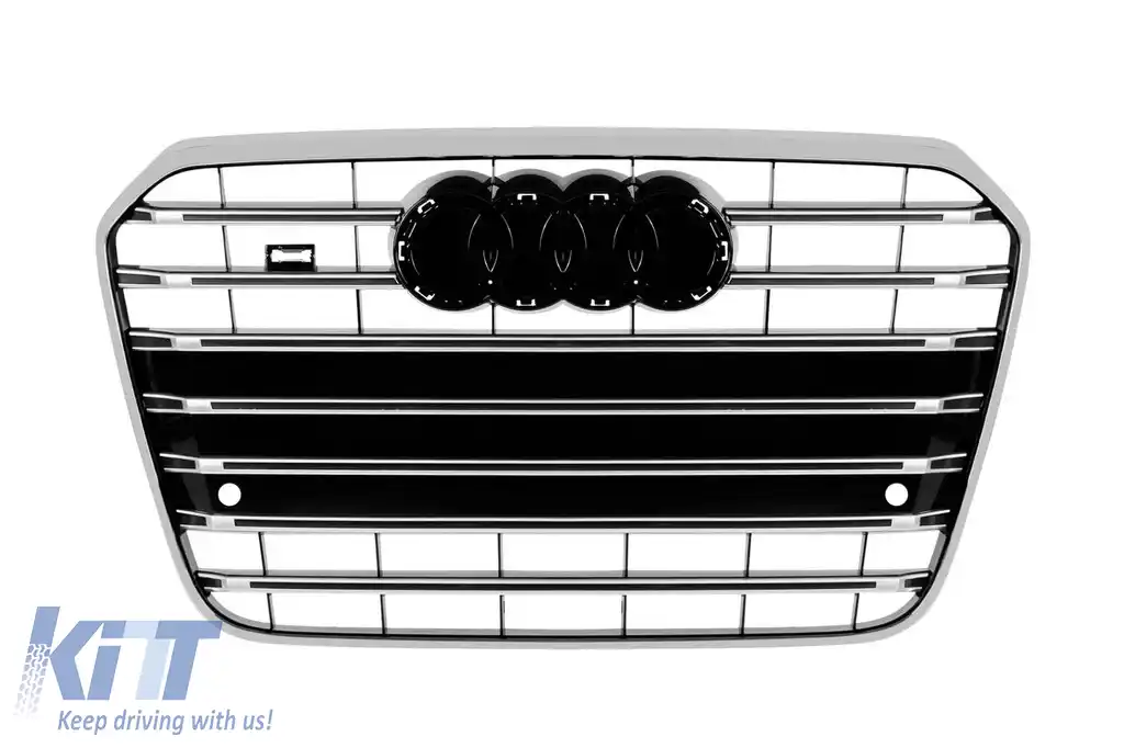 Grilă tip S6 crom/neagră potrivită pentru Audi A6 2011-2015 cu PDC