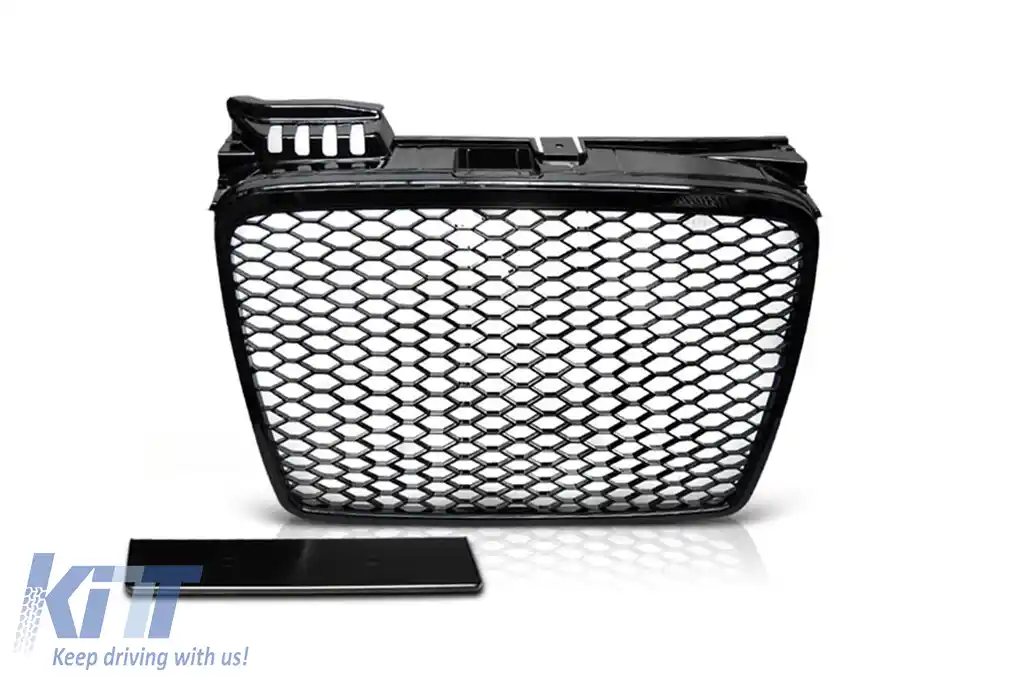 GRILĂ VOPSITĂ NEAGRĂ TIP RS POTRIVITĂ PENTRU AUDI A4 B7 SEDAN, AVANT 2004-2008 CU BUMPER STANDARD