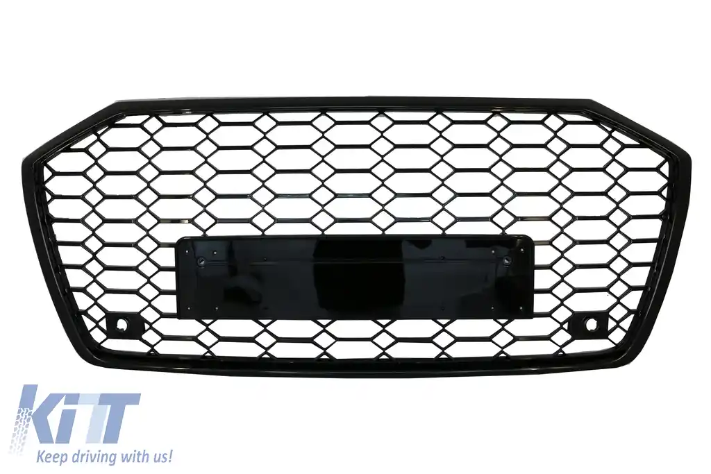 Grila Bara Fata compatibil cu Audi A6 C8 4K (2018-up) RS6 Design Negru Lucios