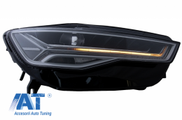 Grila Bara Fata cu Faruri Full LED Semnalizare Dinamica Secventiala compatibil cu Audi A6 4G RS6 Matrix Design Facelift (2015-2018)-image-6054099