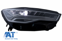 Grila Bara Fata cu Faruri Full LED Semnalizare Dinamica Secventiala compatibil cu Audi A6 4G RS6 Matrix Design Facelift (2015-2018)-image-6054101