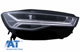 Grila Bara Fata cu Faruri Full LED Semnalizare Dinamica Secventiala compatibil cu Audi A6 4G RS6 Matrix Design Facelift (2015-2018)-image-6054103