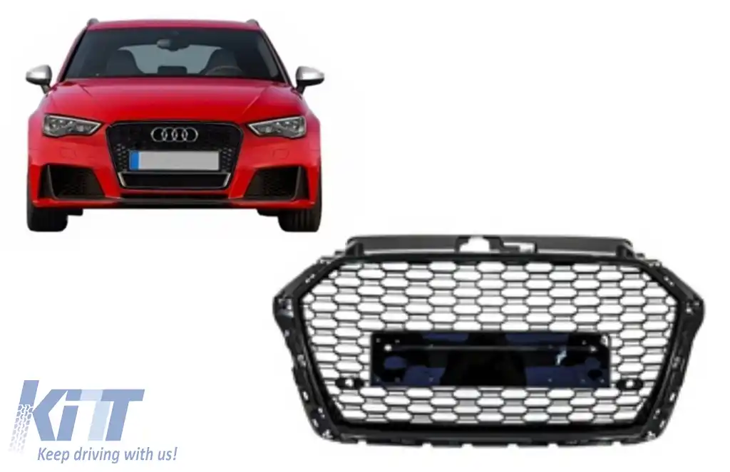 Grila Centrala compatibil cu AUDI A3 8V Facelift (2017-2018) RS3 Design Negru Lucios-image-6071000