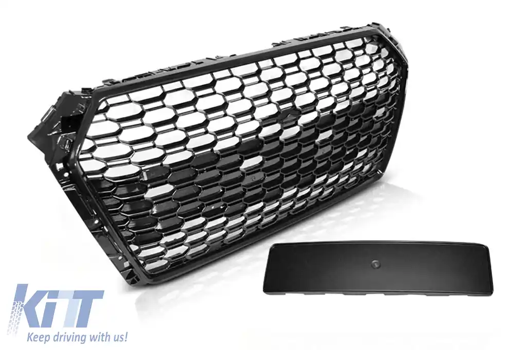 image-38-Grila Centrala compatibil cu Audi A4 B9 8W Sedan Avant (2016-2018) RS Design Negru Lucios fara PDC