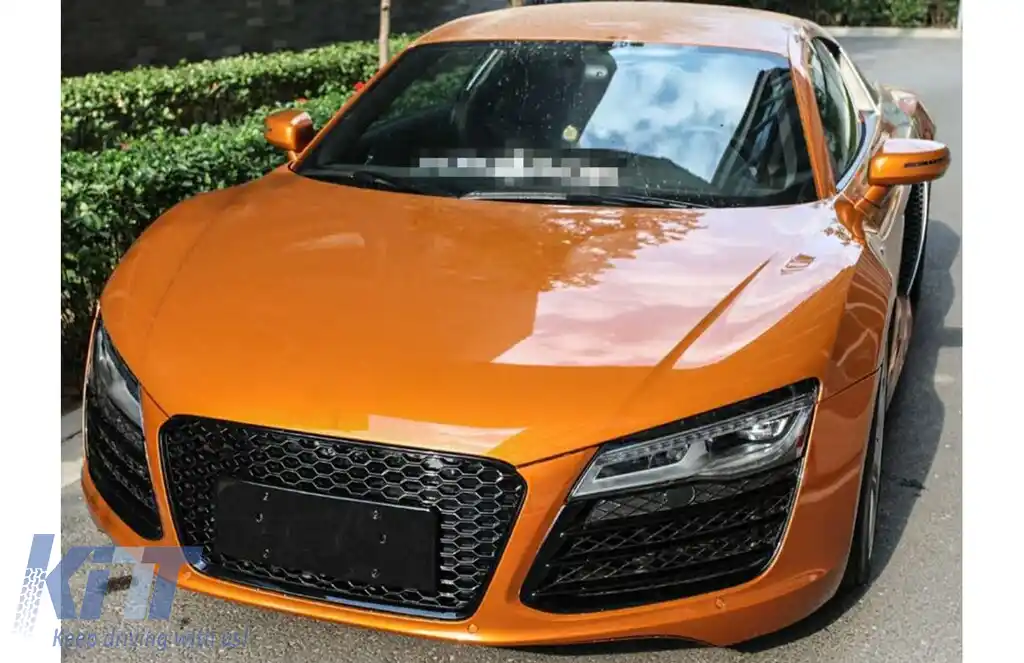 Grila Centrala compatibil cu Audi R8 42 (2013-2015) RS Design Negru Lucios/ Rosu-image-6261198