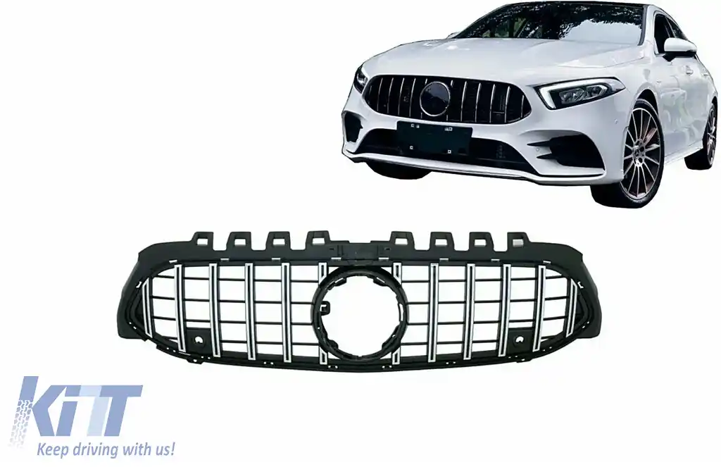 Grila Centrala compatibil cu Mercedes A-Class W177 Hatchback V177 Sedan (04.2018-2022) GT-R Panamericana Design Negru Crom