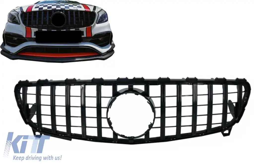 Grila Centrala compatibil cu Mercedes A-Class W176  Facelift (09.2015-2018) A45 GT-R Panamericana Design Negru