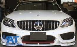 Grila Centrala compatibil cu Mercedes C-Class W205 S205 C205 A205 (2014-2018) GT-R Panamericana Design cu Camera-image-6033844