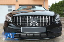 Grila Centrala compatibil cu Mercedes CLA C117 X117 W117 (2013-2018) CLA45 GT-R Panamericana Design Negru Crom-image-6042742