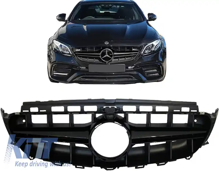 Grila Centrala compatibil cu Mercedes E-Class W213 S213 C238 A238 (2016-2019) E63 Design Negru Cu Camera 360