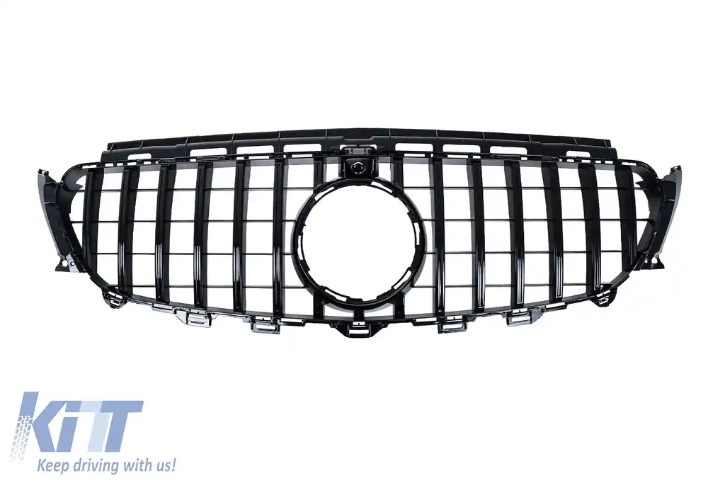 Grila Centrala compatibil cu Mercedes E-Class W213 S213 C238 A238 (2016-2019) GT-R Panamericana Design Negru Cu Camera 360