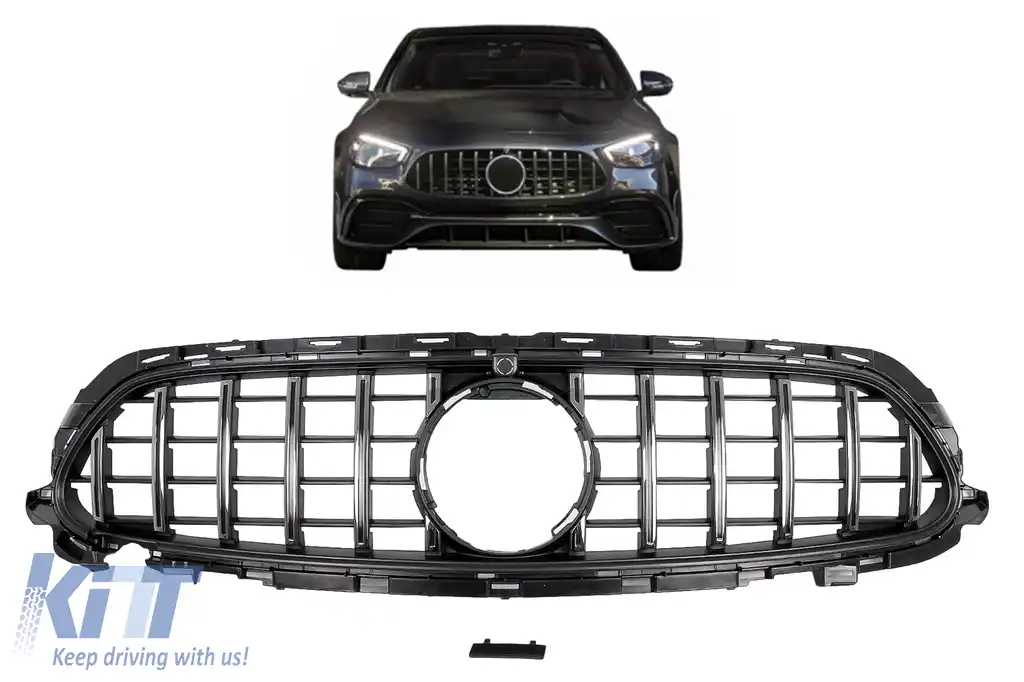 Grila Centrala compatibil cu Mercedes E-Class Facelift W213 S213 C238 A238 Sport Line (2020-Up) GT-R Panamericana Design Crom