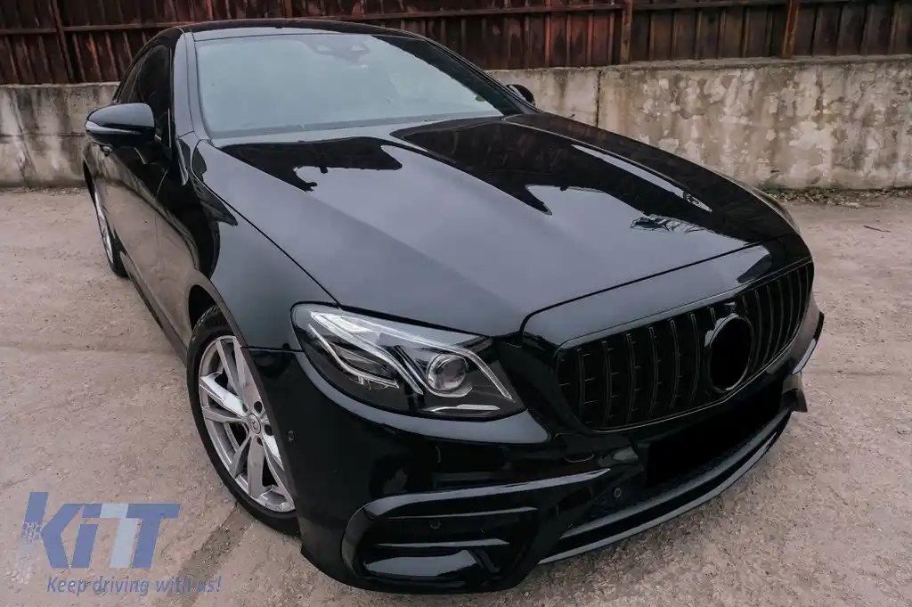 Grila Centrala compatibil cu Mercedes E-Class W213 S213 C238 A238 (2016-2019) GT-R Design Negru Lucios-image-6113304