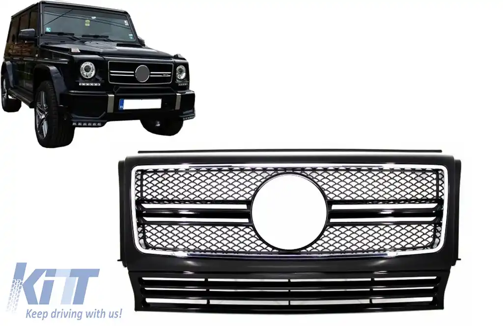 Grila Centrala compatibil cu Mercedes G-Class W463 (1990-2012) G65 Look Negru Lucios Edition-image-6128434