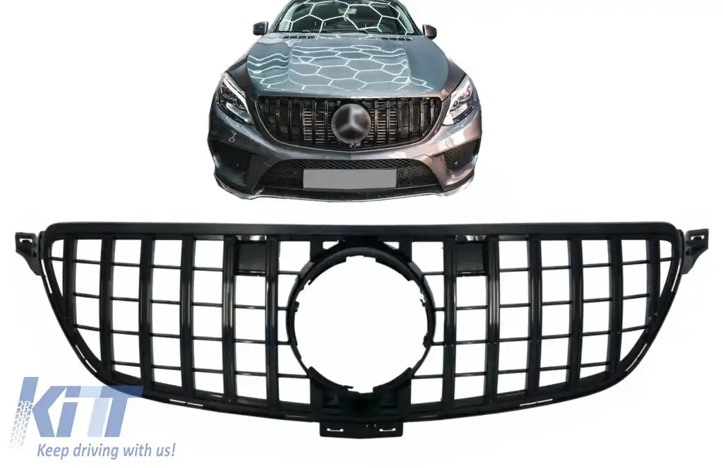 Grila Centrala compatibil cu Mercedes GLE Coupe C292 (2015-2018) GLE W166 SUV (2015-2018) GT-R Panamericana Design Black