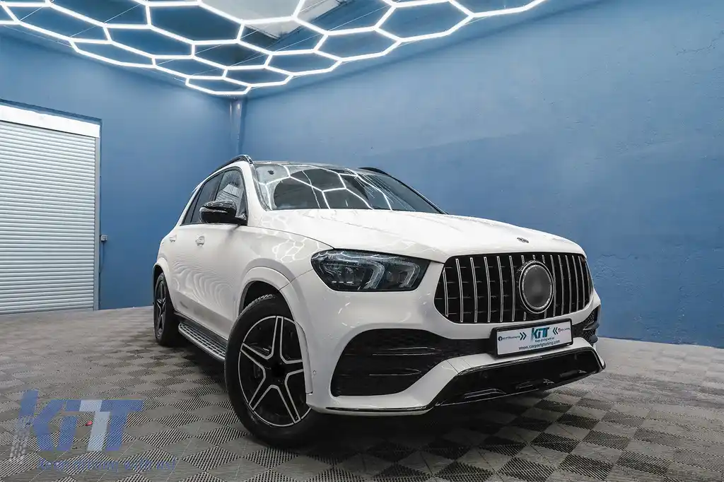 Grila Centrala compatibil cu Mercedes GLE SUV W167 V167 GLE Coupe C167 Sport Package (2019-Up) GTR Panamericana Design Negru si Crom-image-6089380