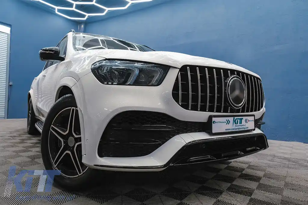 Grila Centrala compatibil cu Mercedes GLE SUV W167 V167 GLE Coupe C167 Sport Package (2019-Up) GTR Panamericana Design Negru si Crom-image-6089381