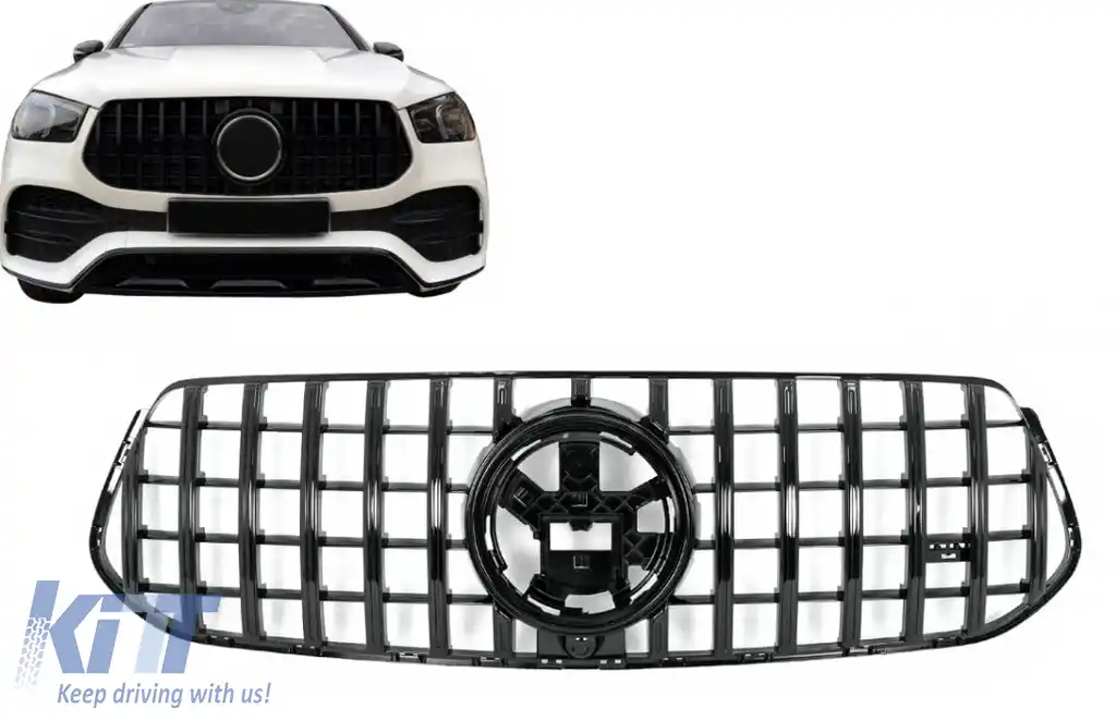 Grila Centrala compatibil cu Mercedes GLE SUV W167 V167 GLE Coupe C167 Sport Package (2019-Up) GTR Panamericana Design Negru-image-6108087