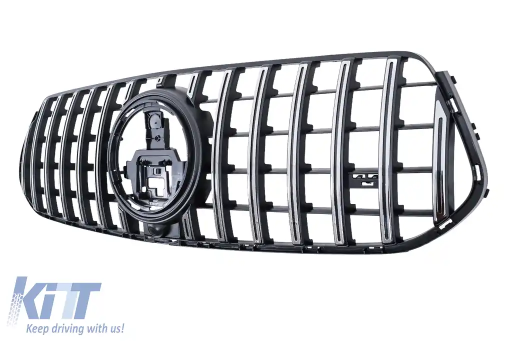 Grila Centrala compatibil cu Mercedes GLE SUV W167 V167 GLE Coupe C167 Sport Package (2019-2023) GTR Panamericana Design Negru si Crom-image-6128548