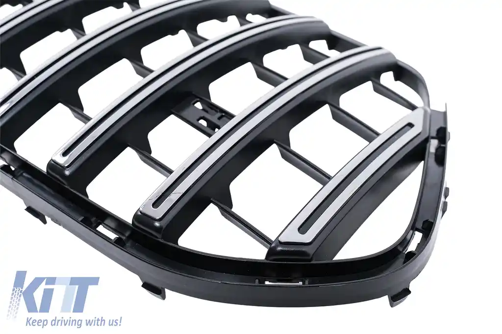 Grila Centrala compatibil cu Mercedes GLE SUV W167 V167 GLE Coupe C167 Sport Package (2019-2023) GTR Panamericana Design Negru si Crom-image-6128550