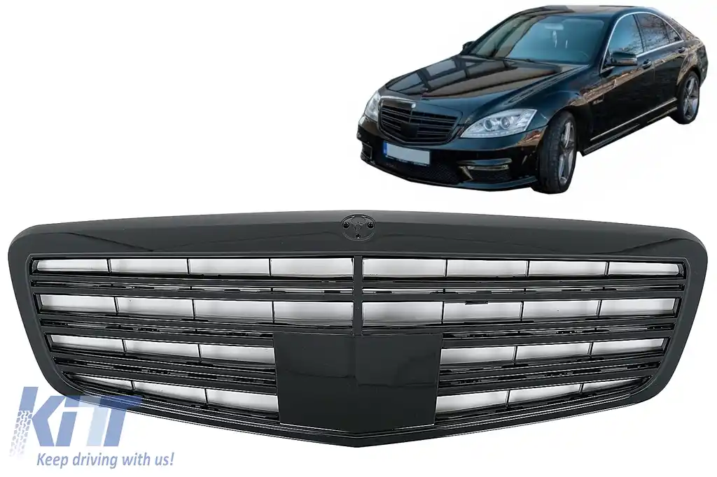 Grila Centrala compatibil cu Mercedes S-Class W221 Facelift (2010-2013) S63 S65 Piano Black Design