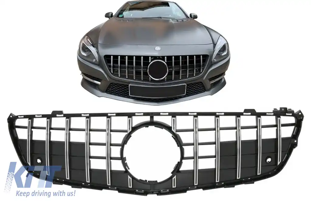 Grila Centrala compatibil cu Mercedes SL-Class R231 (2012-2016) GT-R Panamericana Design Negru / Chrome-image-6090375