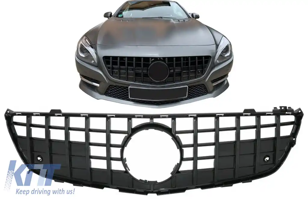 Grila Centrala compatibil cu Mercedes SL-Class R231 (2012-2016) GT-R Panamericana Design Negru-image-6090376