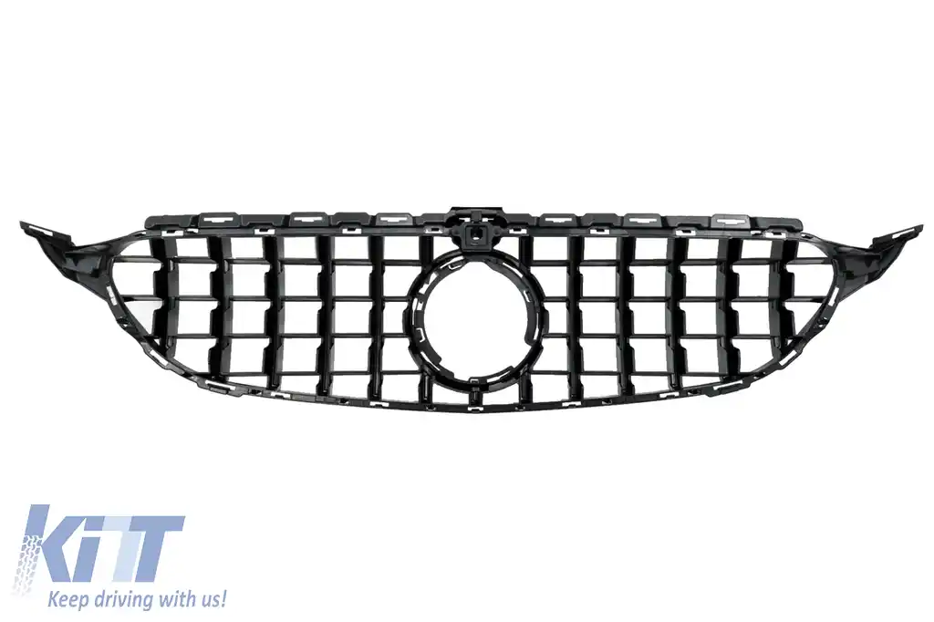 Grila Centrala compatibil cu Mercedes W205 Sedan S205 T-Modell A205 Cabriolet C205 Coupe Facelift (03.2018-2020) cu Camera 360 Negru-image-6083243