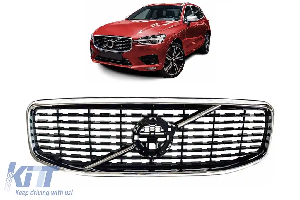 Grila Centrala compatibil cu Volvo XC60 II (2017-2021) Negru Lucios