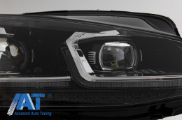 Grila Centrala cu Faruri LED Semnal Dinamic compatibil cu VW Golf 7.5 VII Facelift (2017+) GTI Look Rosu/Crom-image-6058378