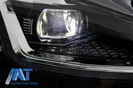 Grila Centrala cu Faruri LED Semnal Dinamic compatibil cu VW Golf 7.5 VII Facelift (2017+) GTI Look Rosu/Crom-image-6058379